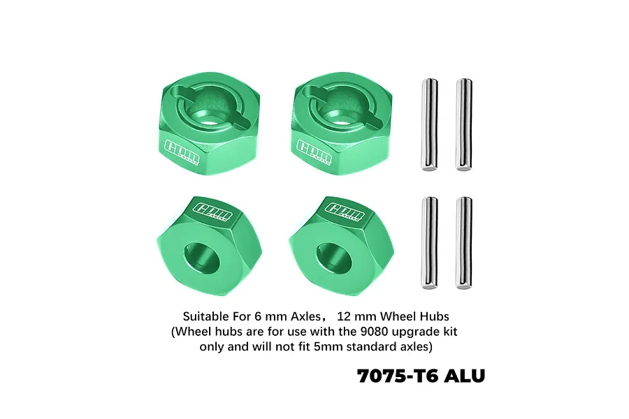 GPM Aluminium 12mm Hexes 4Pcs - Green image 1