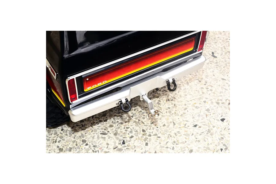 GPM Black Aluminium TRX-4 Bronco Rear Bumper w/ D-Ring &amp;amp; Drop Hitch image 131422