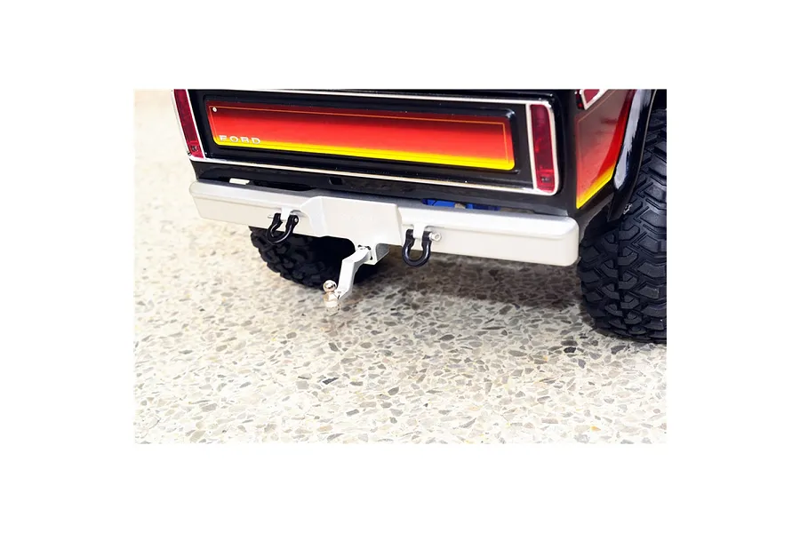GPM Black Aluminium TRX-4 Bronco Rear Bumper w/ D-Ring &amp;amp; Drop Hitch image 131424
