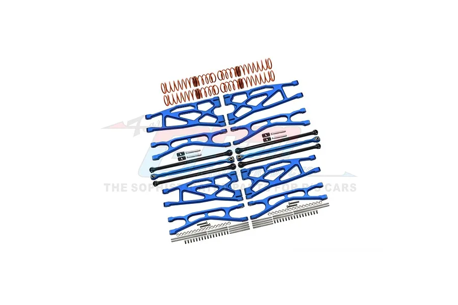 GPM Blue Aluminium WideMaxx Suspension Arms &amp;amp; Carbon Steel Driveshafts Upgrade Set image 131479