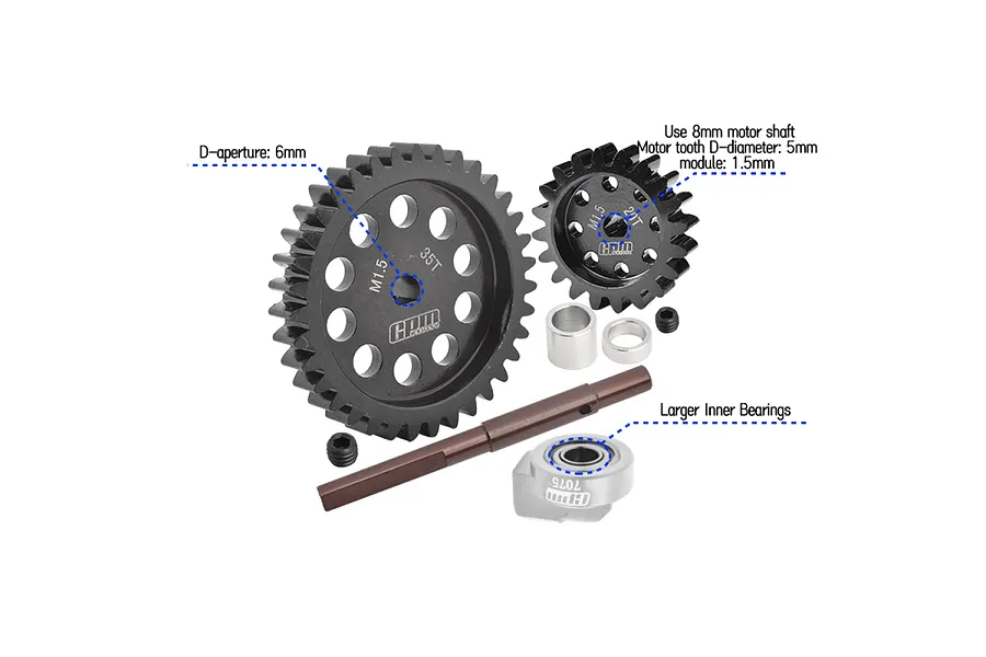 GPM Carbon Steel 35T Spur &amp;amp; 20T Pinion 1.5Mod Gear Set image 2