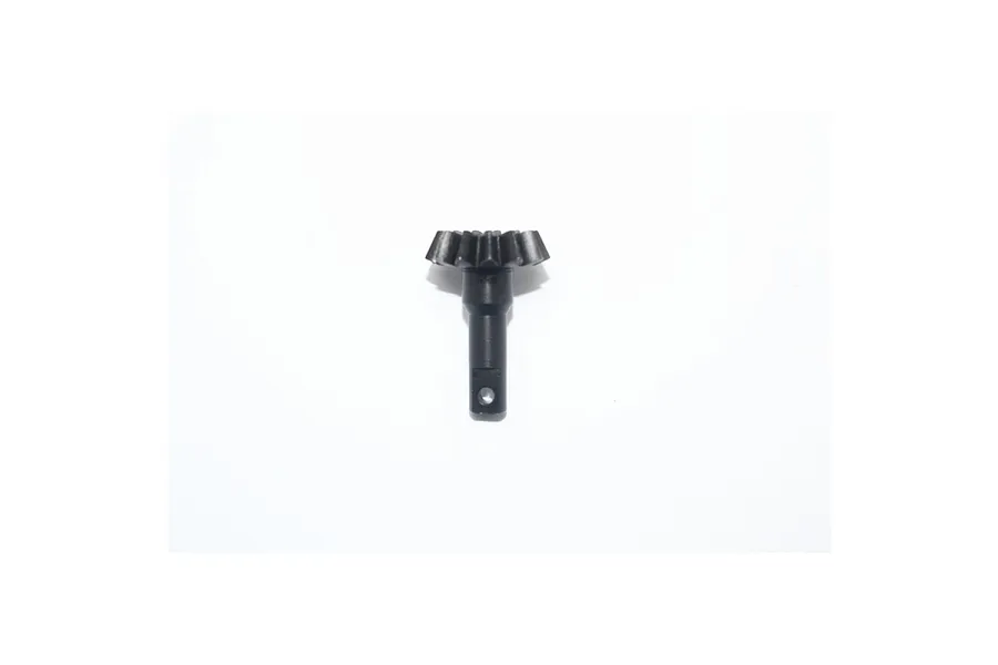 A single black hardened steel pinion gear for an RC differential, shown against a plain white background.