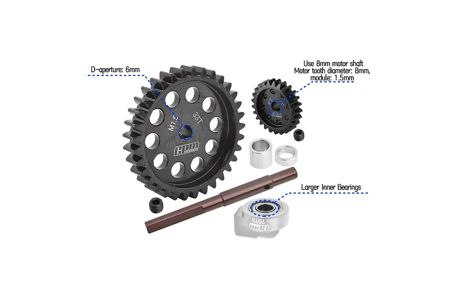 GPM Carbon Steel 33T Spur &amp;amp; 25T Pinion 1.5Mod Gear Set image 2