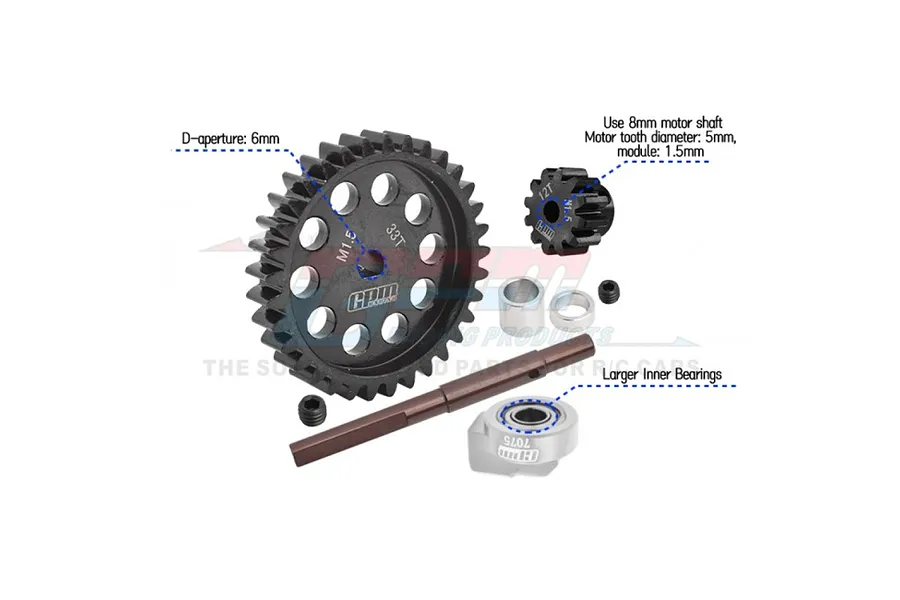 GPM Carbon Steel 33T Spur &amp;amp; 12T Pinion 1.5Mod Gear Set image 2