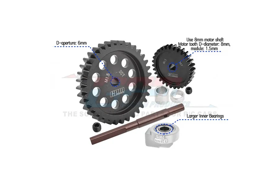 GPM Carbon Steel 35T Spur &amp;amp; 30T Pinion 1.5Mod Gear Set image 131663