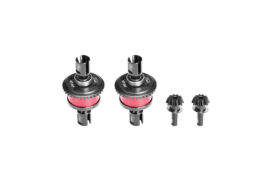 GPM Carbon Steel and Aluminium Front and Rear 34T/10T 1.3Mod Complete Differential and Input Gear Set 4Pcs - Red image 131715