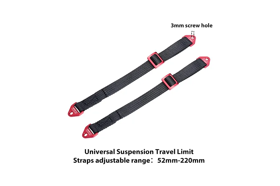 GPM Aluminium and Nylon Adjustable Front or Rear Suspension Limit Straps 2Pcs - Black and Red image 131750