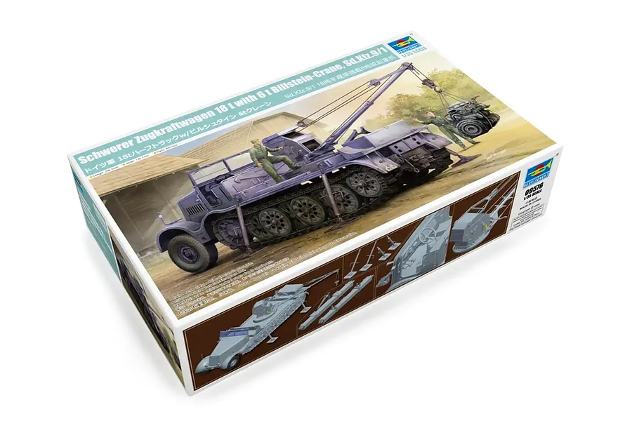 Trumpeter 1/35 Schwerer Zugkraftwagen 18t Half Track with 6t Billstein-Crane Sd.Kfz.9/1 Scaled Plastic Model Kit image 131825