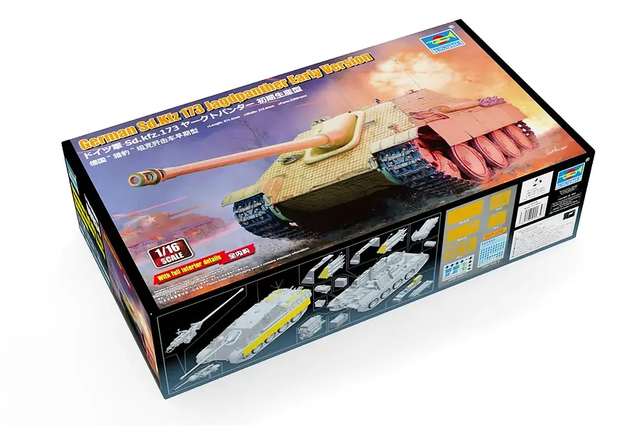 Trumpeter 1/16 German Sd.Kfz 173 Jagdpanther Early Version Scaled Plastic Model Kit image 131829