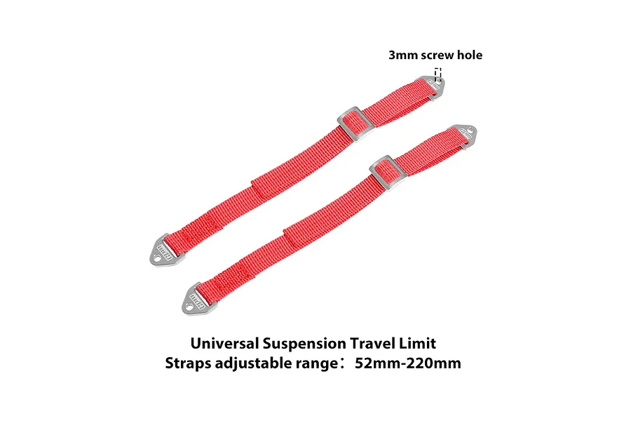 GPM Aluminium and Nylon Adjustable Front or Rear Suspension Limit Straps 2Pcs - Red and Silver image 131978