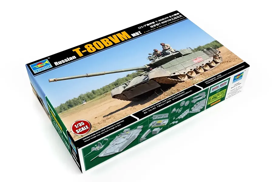 Trumpeter 1/35 Russian T-80BVM Battle Tank Scaled Plastic Model Kit image 132014