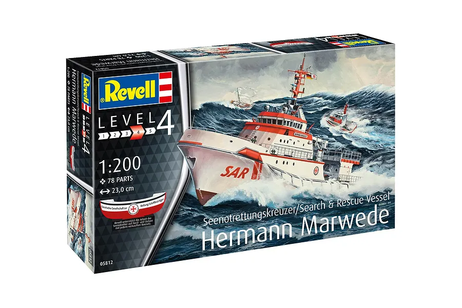 Revell 1/200 Hermann Marwede Search &amp;amp; Rescue Ship Scaled Plastic Model Kit image 132138