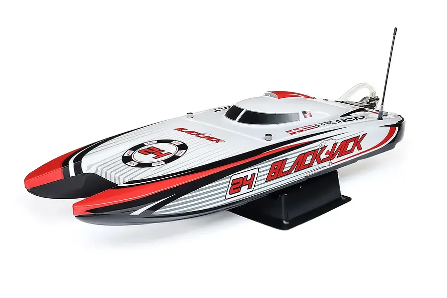 Pro Boat Blackjack 24&amp;quot; Catamaran Brushless Electric RC Speed Boat - Red &amp;amp; White image 132221