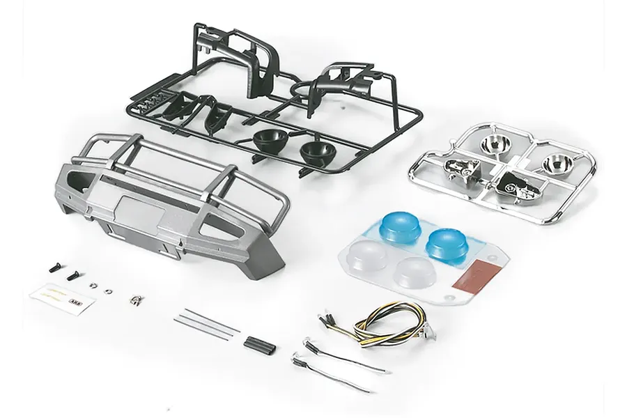 Killerbody 1/10 Toyota Land Cruiser Silver Grey Alloy Bumper w/ LEDS Upgrade Sets image 132327