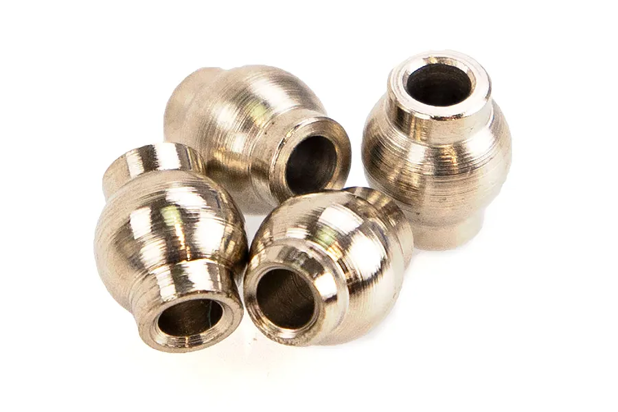 Four small, metallic RC pivot balls arranged in a cluster against a white background.