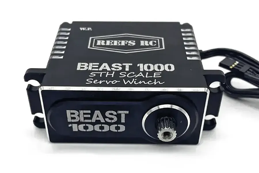 Reefs RC Aluminium BEAST 1000 1/5 Scale 77kg 8.4V Brushless Metal Gear Winch Servo with Spool - Black image 133578