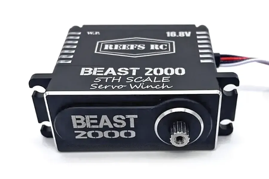 Reefs RC Aluminium BEAST 2000 1/5 Scale 144kg 16.8V Direct Power Brushless Metal Gear Winch Servo with Spool - Black image 133579