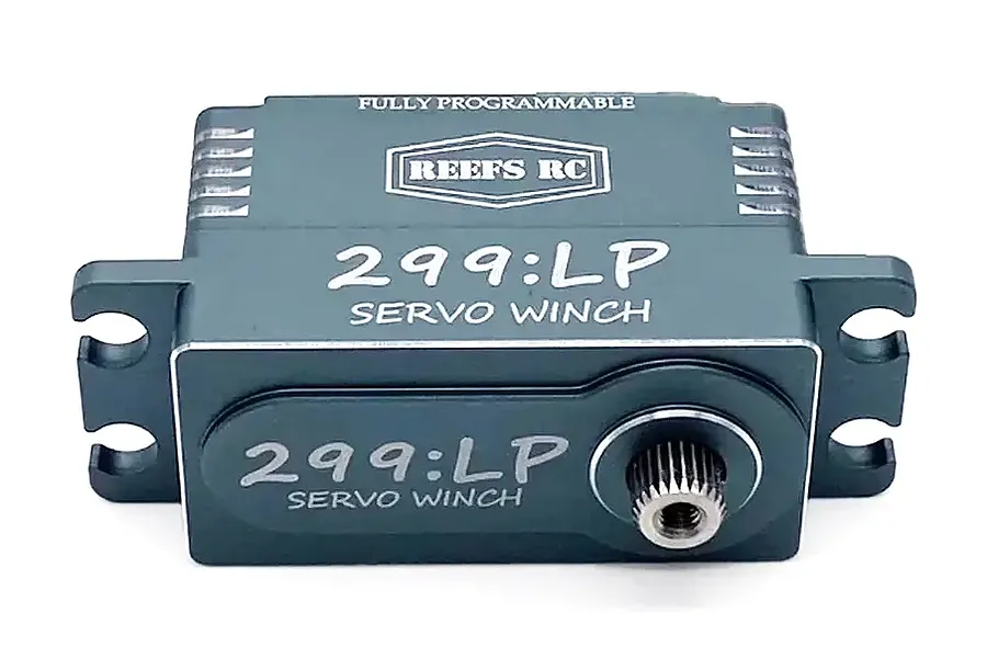 Reefs RC Aluminium 299LP Low Profile 23kg 8.4V Coreless Metal Gear Winch Servo with Spool - Black image 133598
