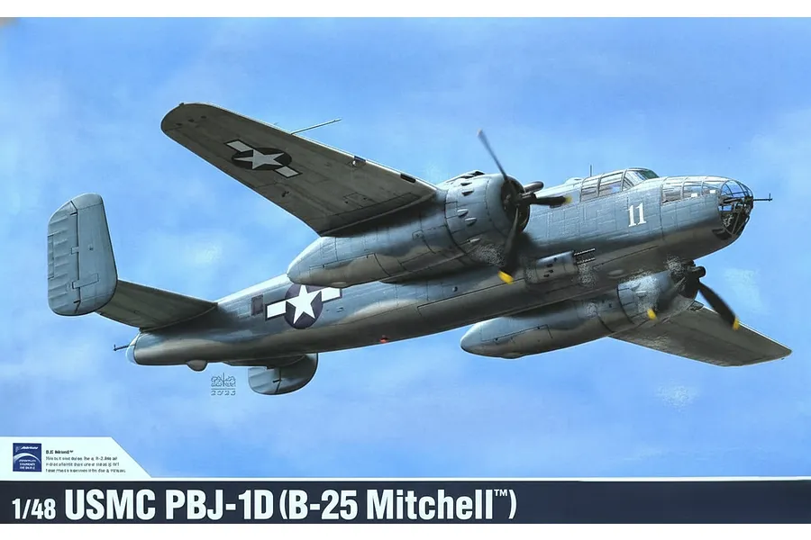 Academy 1/48 USMC PBJ-1D B-25 Mitchell Bomber Scaled Plastic Model Kit image 133747