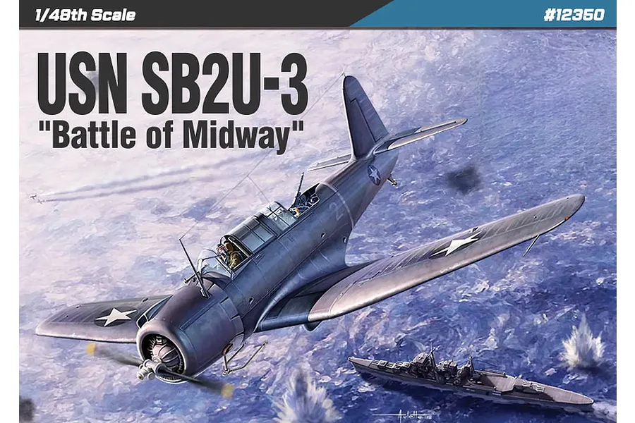 Academy 1/48 USN SB2U-3 Battle of Midway Bomber Scaled Plastic Model Kit image 133750
