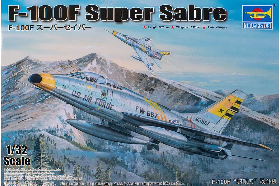 Trumpeter 1/32 F-100F Super Sabre Jet Fighter Scaled Plastic Model Kit image 133808