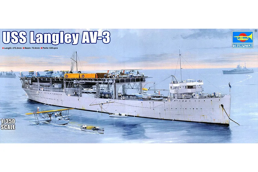 Trumpeter 1/350 U.S. Navy AV-3 Seaplane (Aircraft) Carrier Scaled Plastic Model Kit image 133827