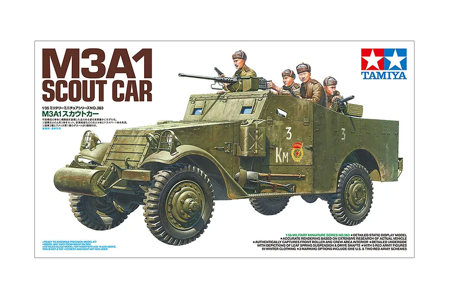 Tamiya 1/35 M3A1 Scout Car Scaled Plastic Model Kit image 134018