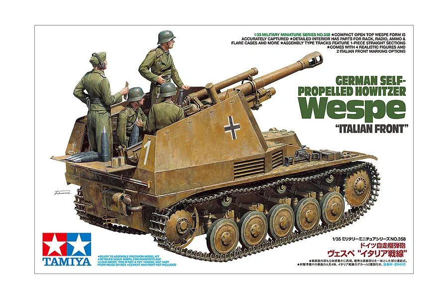Tamiya 1/35 German Wespe Self-Propelled Howitzer (Italian Front) Scaled Plastic Model Kit image 134561