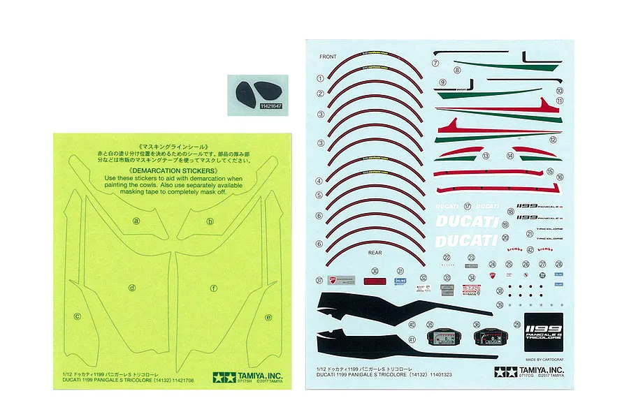 Tamiya 1/12 Ducati 1199 Panigale S Tricolore Motorcycle Scaled Plastic Model Kit image 134572