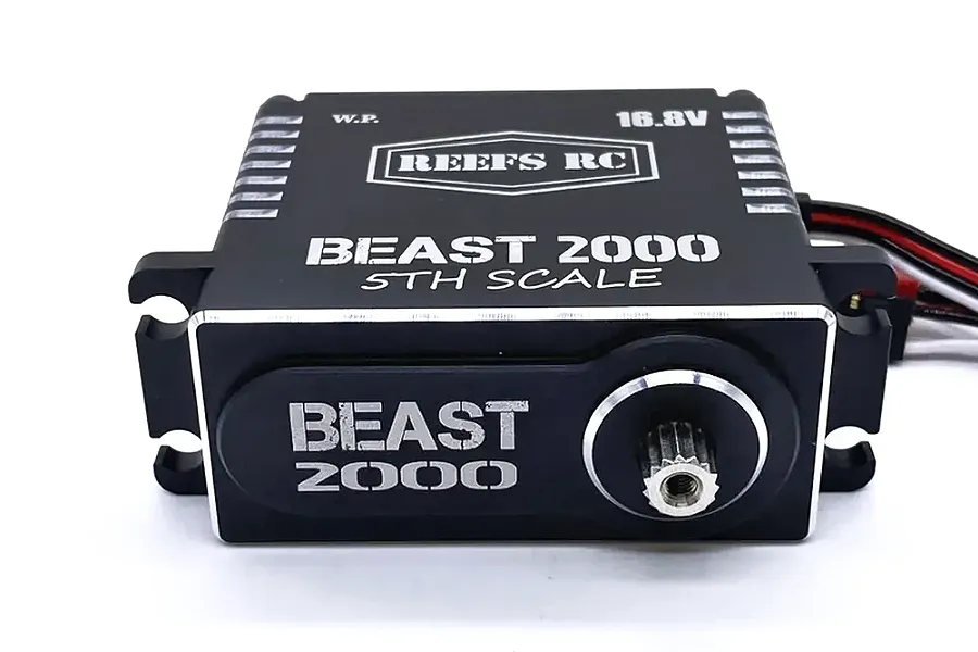 Reefs RC Aluminium BEAST 2000 1/5 Scale 144kg 16.8V Direct Power Brushless Metal Gear Servo with 15T Horns - Black image 134711