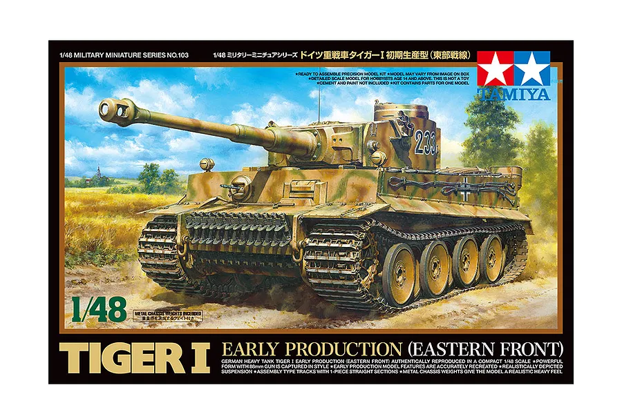 Tamiya 1/48 German Heavy Tank Tiger I Early Production Scaled Plastic Model Kit image 134894