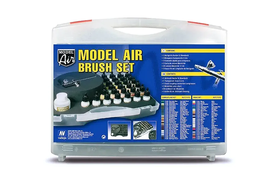Vallejo Model Air Camouflage Colors 29Pcs w/ Airbrush &amp;amp; Plastic Storage Case image 134932
