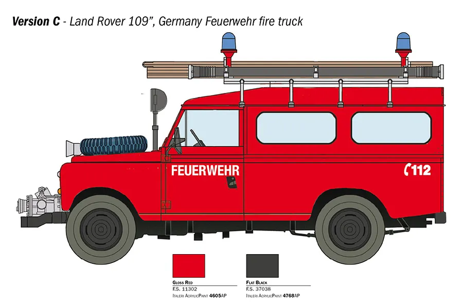 Italeri 1/24 Land Rover Fire Truck Scaled Plastic Model Kit image 135373