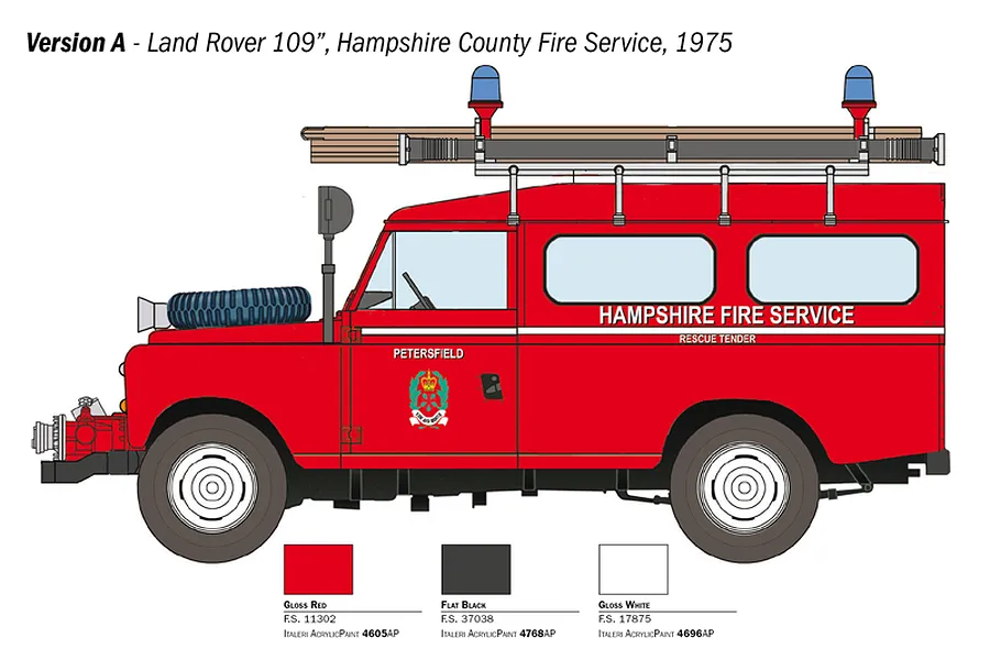Italeri 1/24 Land Rover Fire Truck Scaled Plastic Model Kit image 135374