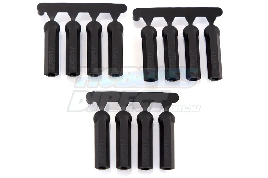 RPM Black HPI/Losi/Associated 4.3mm Ball &amp;amp; 3mm/4-40 Thread Long Shank Rod Ends 12Pcs image 13572