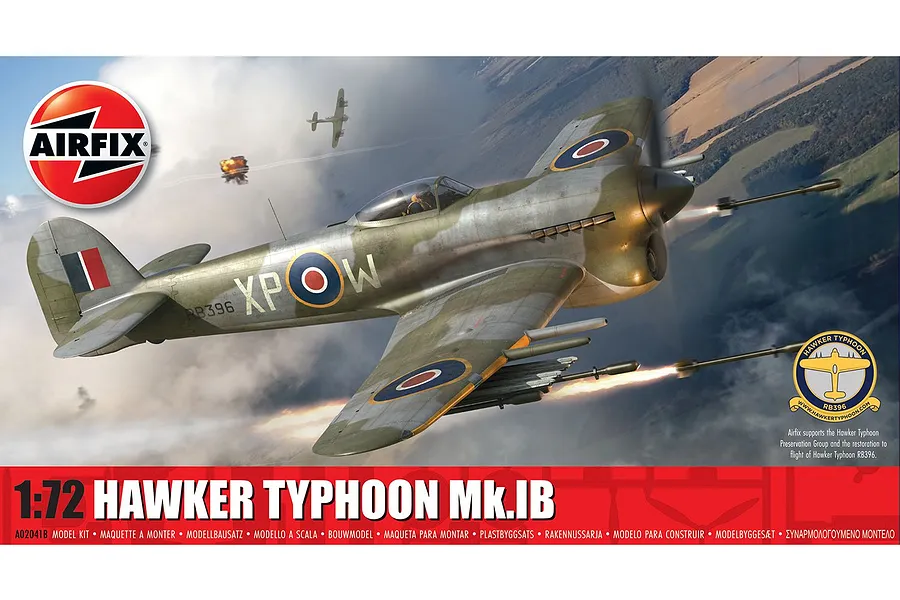 Airfix 1/72 Hawker Typhoon Mk.IB Fighter Jet Scaled Plastic Model Kit image 135975
