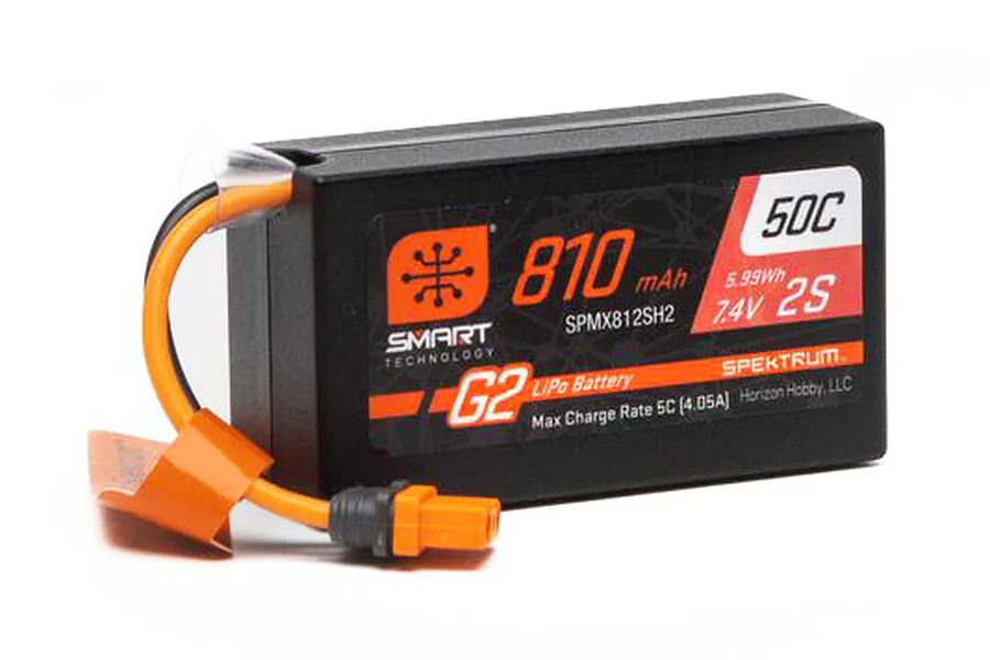 Spektrum Smart G2 7.4V 810mAh 2S 50C Hard Case LiPo Battery image 136250