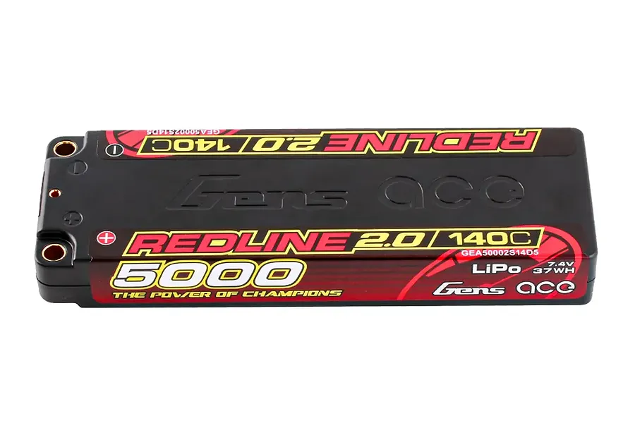 Gens Ace Redline 2.0 7.4V 5000mAh 140C Hard Case LiPo Battery image 136318