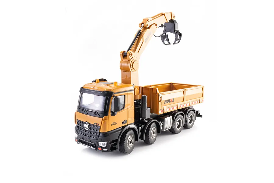 HuiNa 1538 RC Dump Truck Electric 8WD 1/14 Scale RTR with Crane - Yellow image 136529