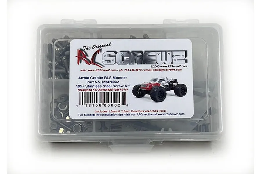 RC Screwz Granite BLS Complete Stainless Steel Screw Kit image 137029