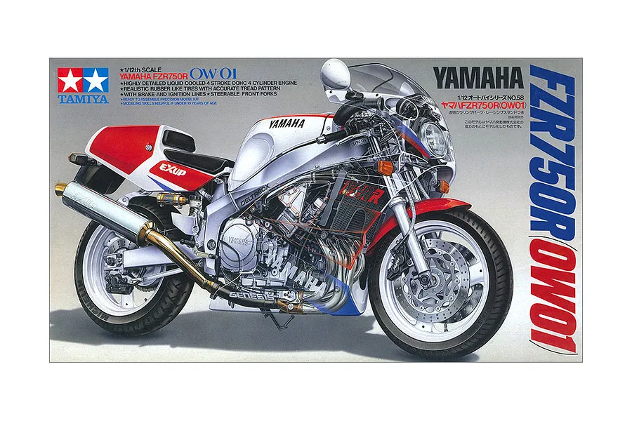 Tamiya 1/12 Yamaha FZR750R Motorcycle Scaled Plastic Model Kit image 137090