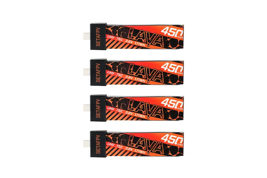BetaFPV LAVA 3.8V 450mAh 75C 1S Soft Case Battery 4Pcs image 137483