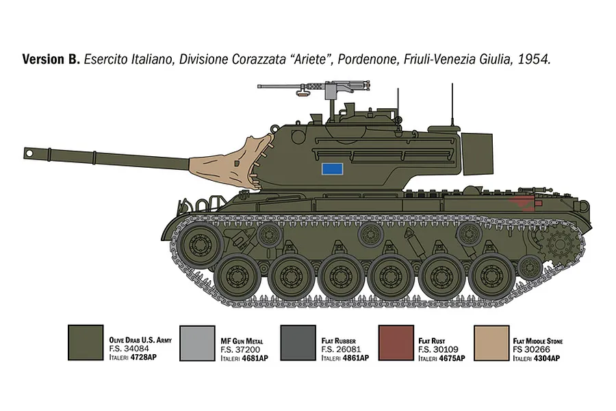 Italeri 1/35 M47 Patton Medium Tank Scaled Plastic Model Kit image 138231