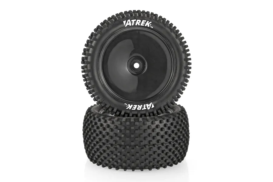 Atrek 2.3&amp;quot; Tracer Pro Knobby Rear Buggy Tyres on Black Dish Rims - Glued Wheels 2Pcs image 139121