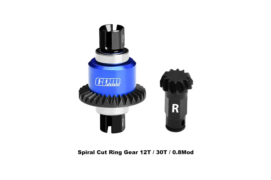 GPM Carbon Steel and Aluminium 12T/30T 32dp/0.8Mod Rear Differential Gear Set - Blue image 139142