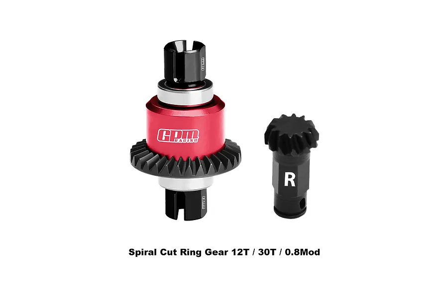 GPM Carbon Steel and Aluminium 12T/30T 32dp/0.8Mod Rear Differential Gear Set - Red image 139143