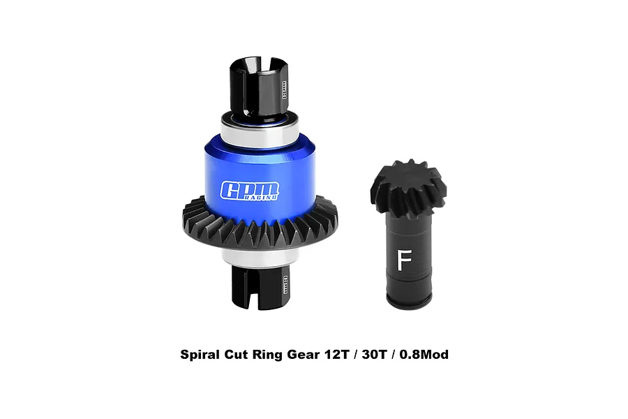 GPM Carbon Steel and Aluminium 12T/30T 32dp/0.8Mod Front Differential Gear Set - Blue image 139144
