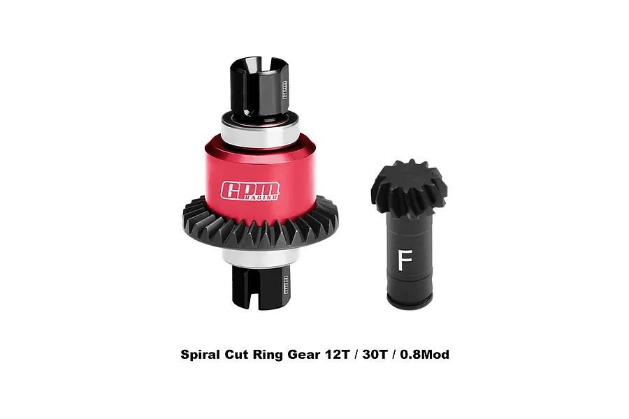 GPM Carbon Steel and Aluminium 12T/30T 32dp/0.8Mod Front Differential Gear Set - Red image 139145