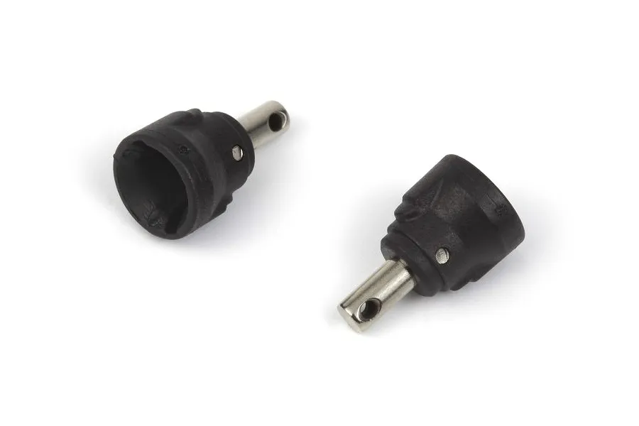 Two Maverick differential outdrive cups featuring a black plastic cup section and a silver metal shaft with a cross-pin hole.