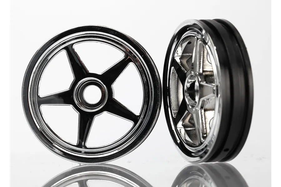 Traxxas 1.9&amp;quot; 5 Spoke Chrome Rims 2Pcs image 13982
